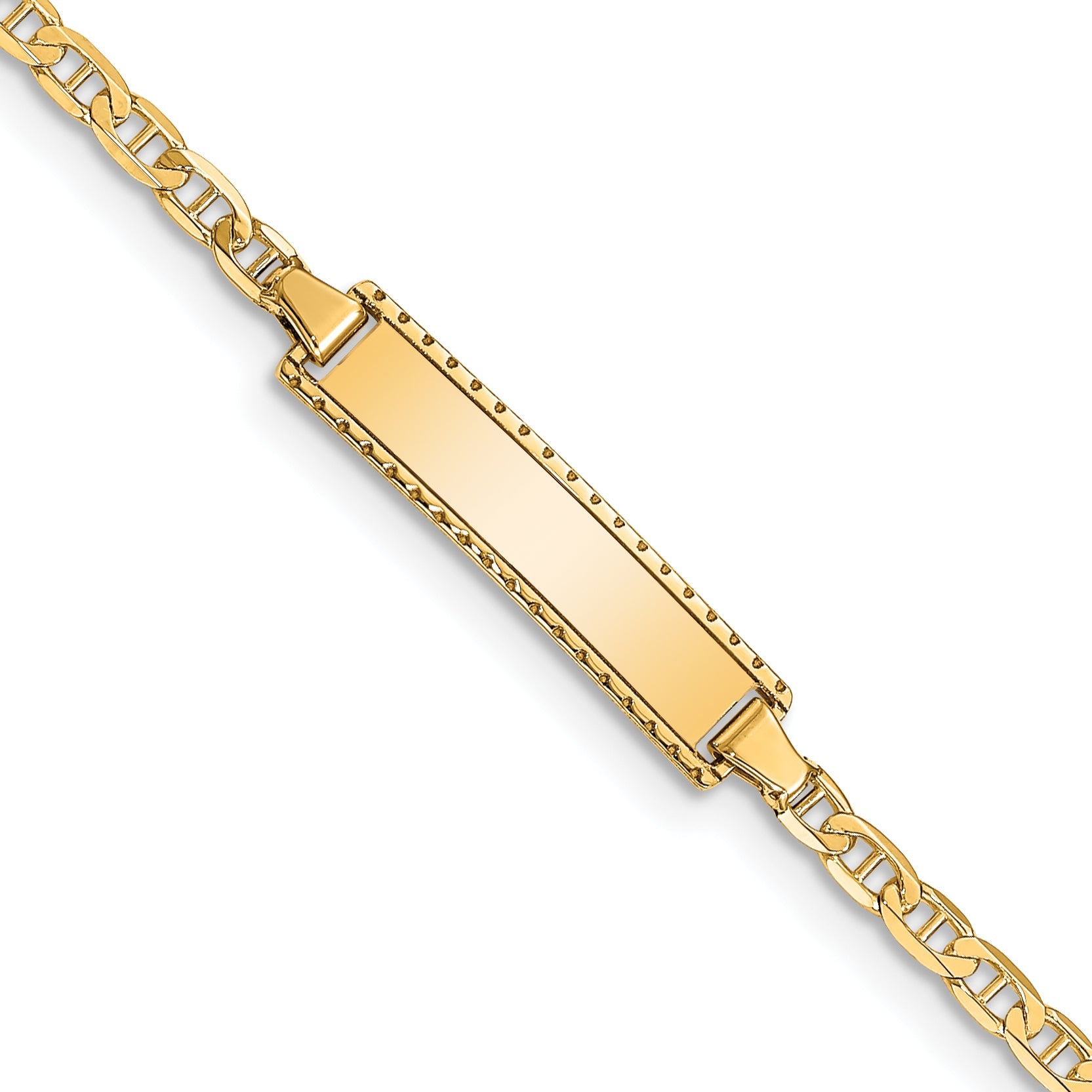10K Yellow Gold Flat Anchor Link Id Bracelet