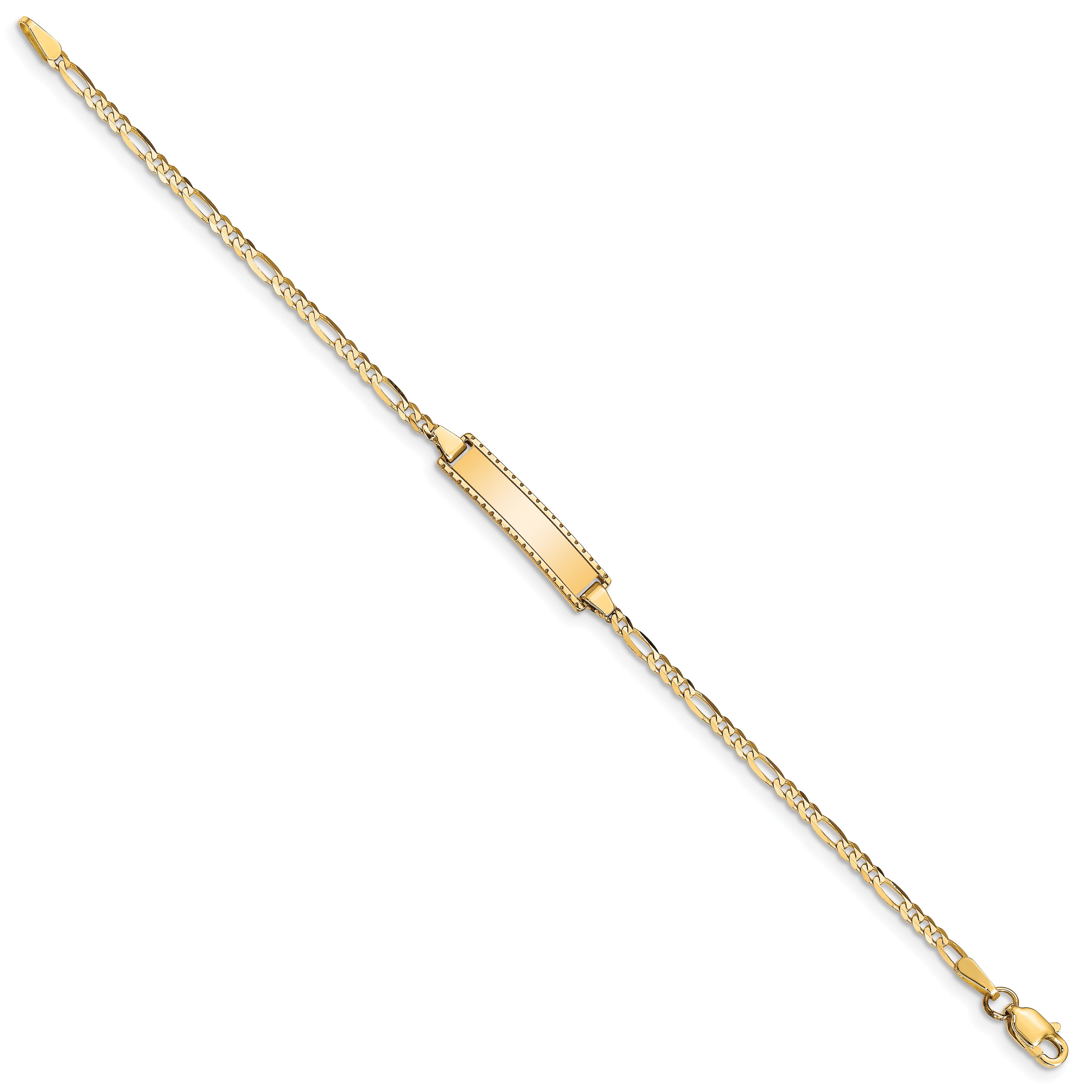 10K Yellow Gold Figaro Link Id Bracelet