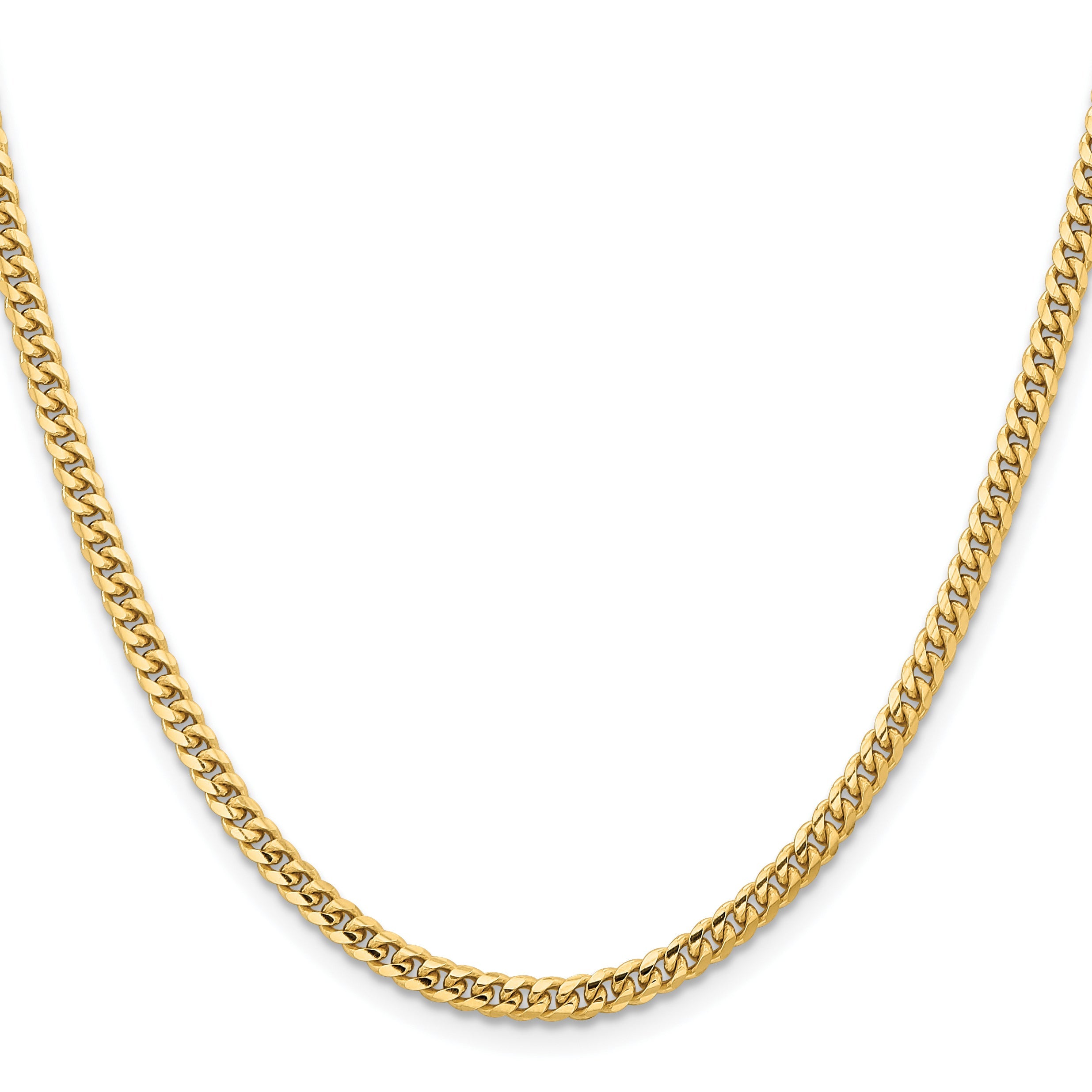24 Inch 10K Yellow Gold 10K 3.5mm Solid Miami Cuban Chain Necklace