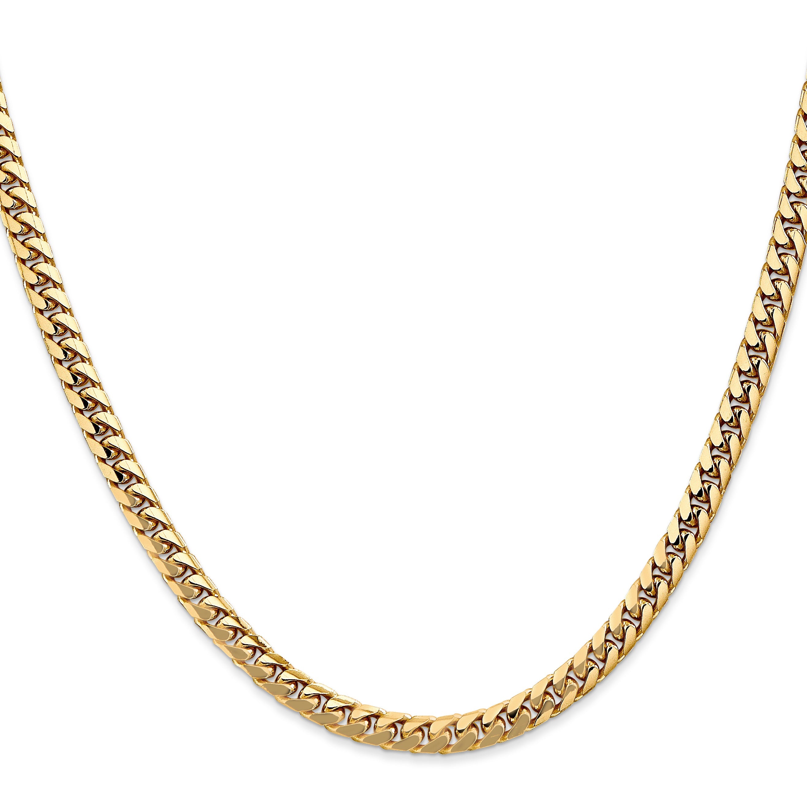 2 Inch 10K Yellow Gold 10K 4.3mm Solid Miami Cuban Chain Necklace