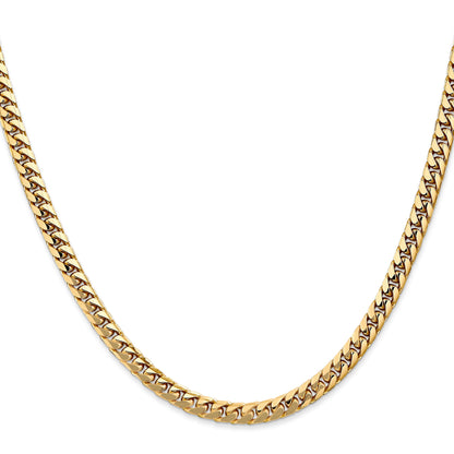 2 Inch 10K Yellow Gold 10K 4.3mm Solid Miami Cuban Chain Necklace
