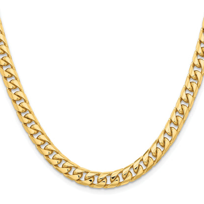28 Inch 10K Yellow Gold 10K 6.75mm Solid Miami Cuban Chain Necklace
