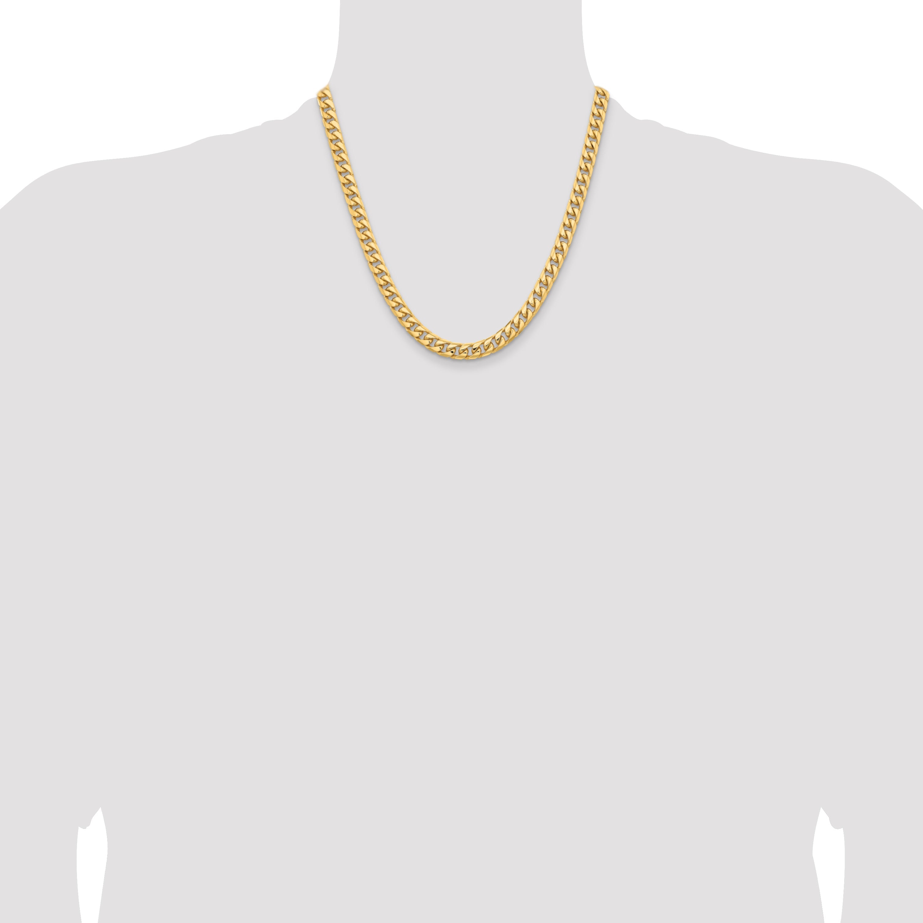 2 Inch 10K Yellow Gold 10K 6.75mm Solid Miami Cuban Chain Necklace