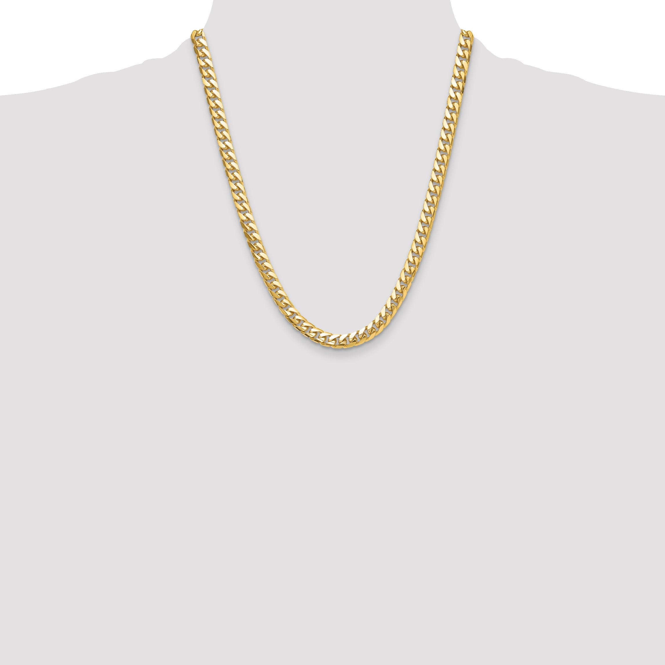 22 Inch 10K Yellow Gold 10K 8.0mm Solid Miami Cuban Chain Necklace