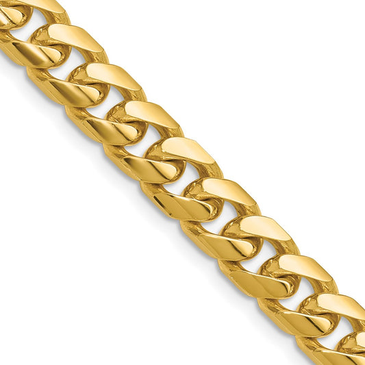 22 Inch 10K Yellow Gold 10K 8.0mm Solid Miami Cuban Chain Necklace