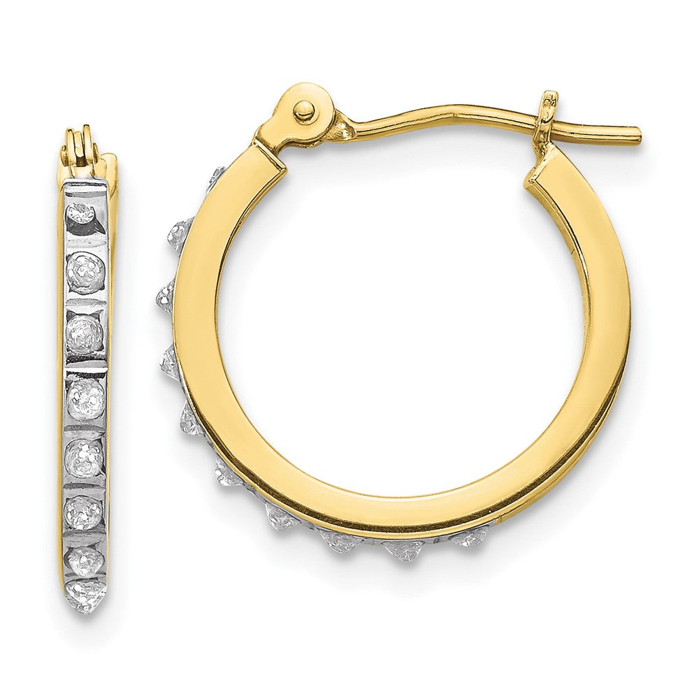 10K Yellow Gold Diamond Fascination Small Hinged Hoop Earrings