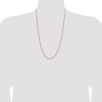 26 Inch 10K Yellow Gold 2mm Semi-Solid D/C Rope Chain Necklace