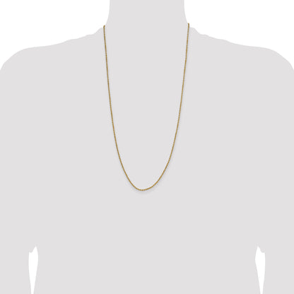 28 Inch 10K Yellow Gold 2mm Semi-Solid D/C Rope Chain Necklace