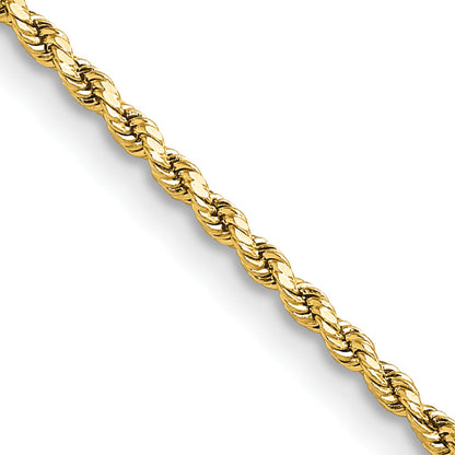 26 Inch 10K Yellow Gold 2mm Semi-Solid D/C Rope Chain Necklace