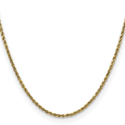 26 Inch 10K Yellow Gold 2.25mm Semi-Solid D/C Rope Chain Necklace