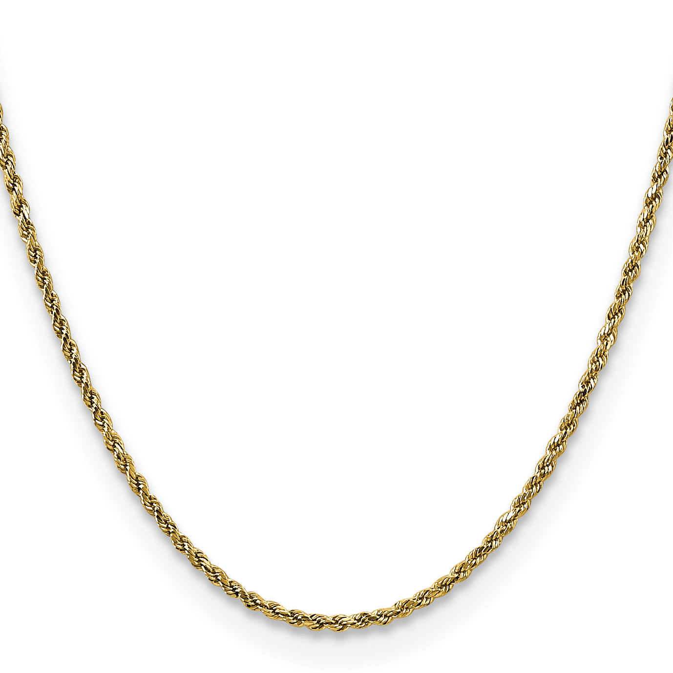 16 Inch 10K Yellow Gold 2.25mm Semi-Solid D/C Rope Chain Necklace