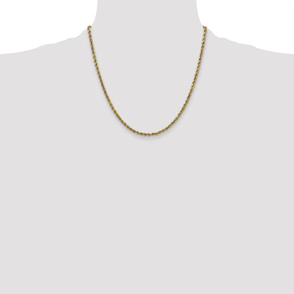 2 Inch 10K Yellow Gold 2.25mm Semi-Solid D/C Rope Chain Necklace
