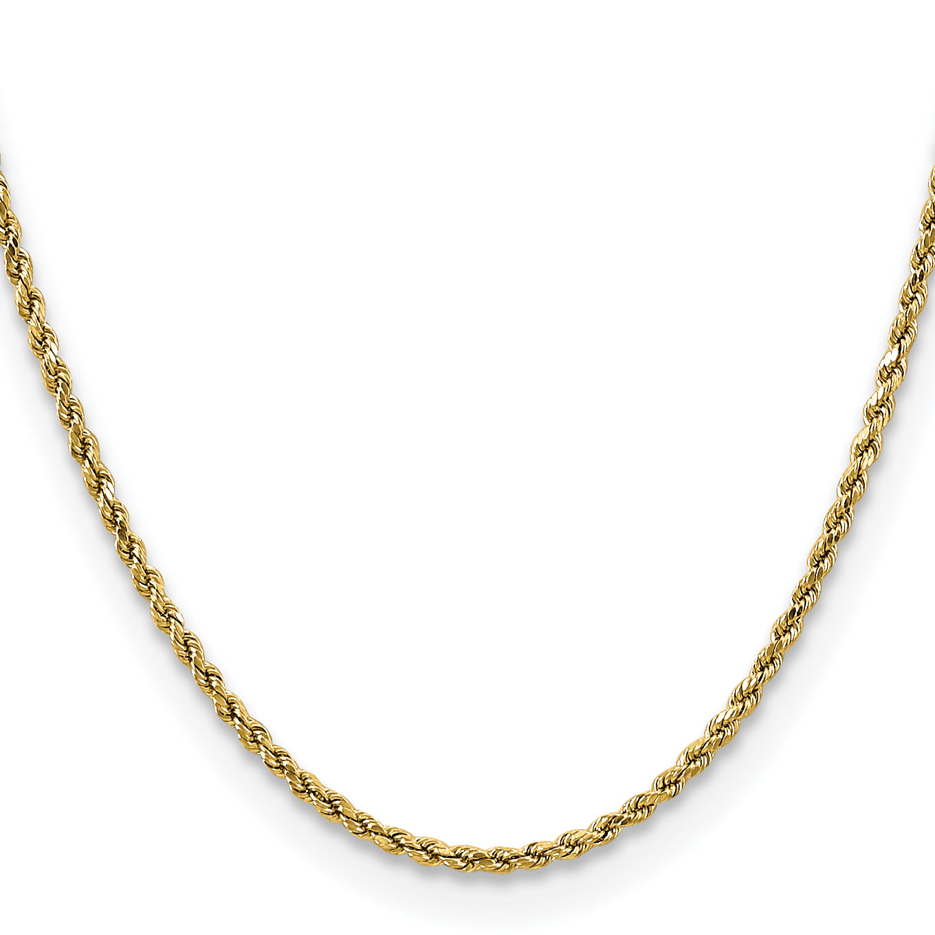 2 Inch 10K Yellow Gold 2.5mm Semi-Solid D/C Rope Chain Necklace
