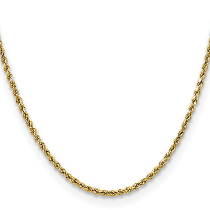 28 Inch 10K Yellow Gold 2.5mm Semi-Solid D/C Rope Chain Necklace