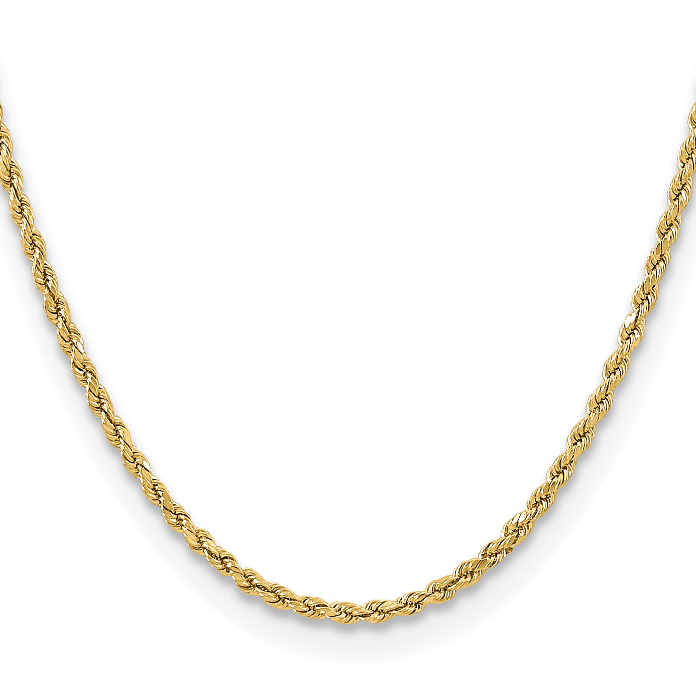 28 Inch 10K Yellow Gold 3mm Semi-Solid D/C Rope Chain Necklace