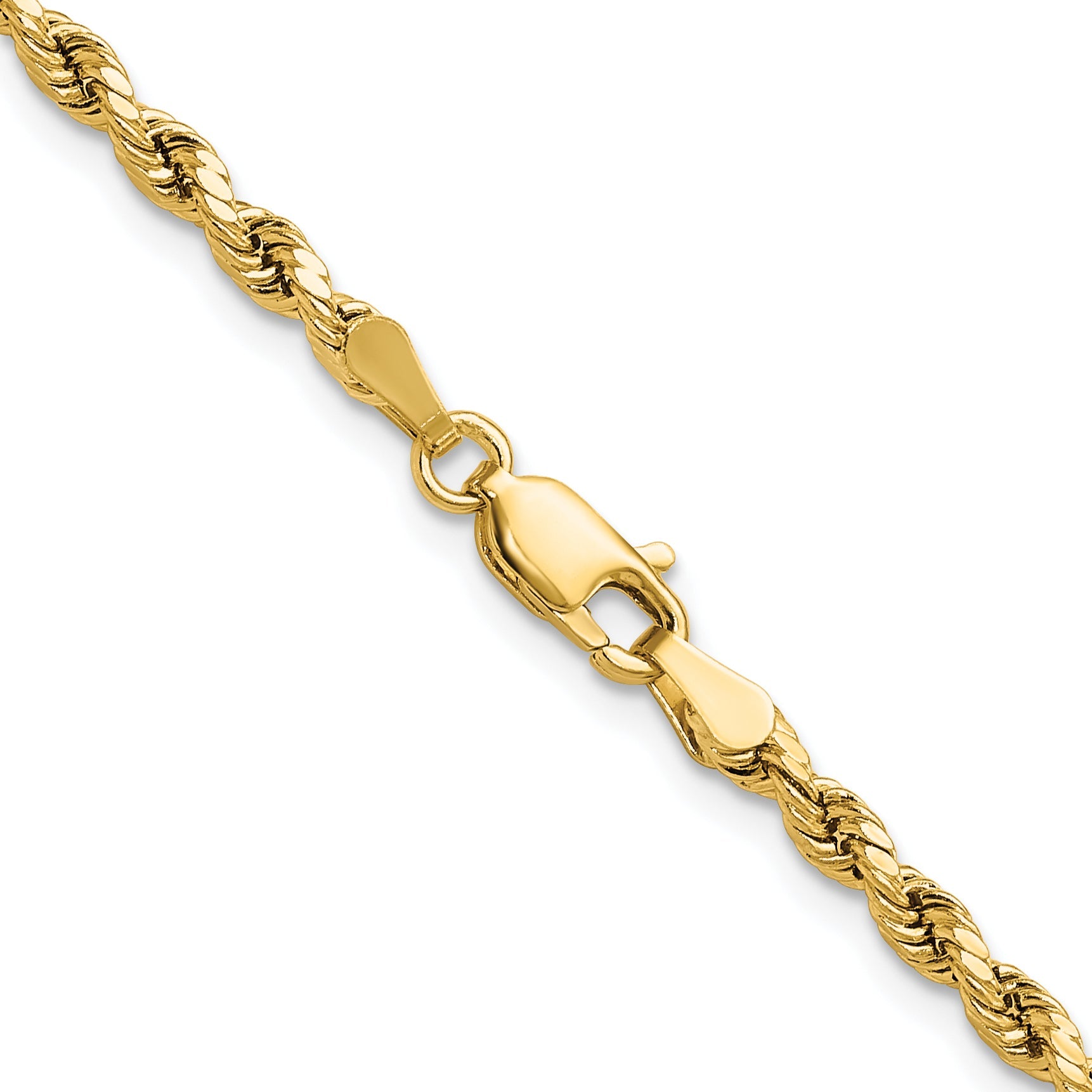 26 Inch 10K Yellow Gold 3mm Semi-Solid D/C Rope Chain Necklace
