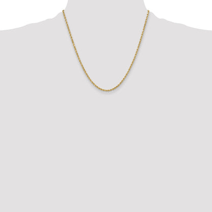 2 Inch 10K Yellow Gold 3mm Semi-Solid D/C Rope Chain Necklace
