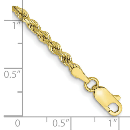 7 Inch 10K Yellow Gold 3mm Semi-Solid D/C Rope Chain Bracelet