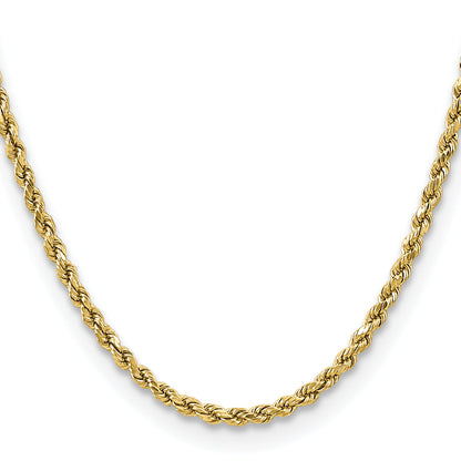 16 Inch 10K Yellow Gold 3.5mm Semi-Solid D/C Rope Chain Necklace