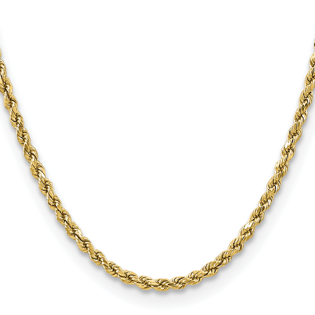 24 Inch 10K Yellow Gold 3.5mm Semi-Solid D/C Rope Chain Necklace