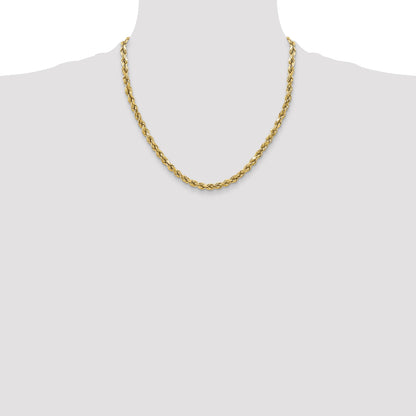 2 Inch 10K Yellow Gold 3.5mm Semi-Solid D/C Rope Chain Necklace