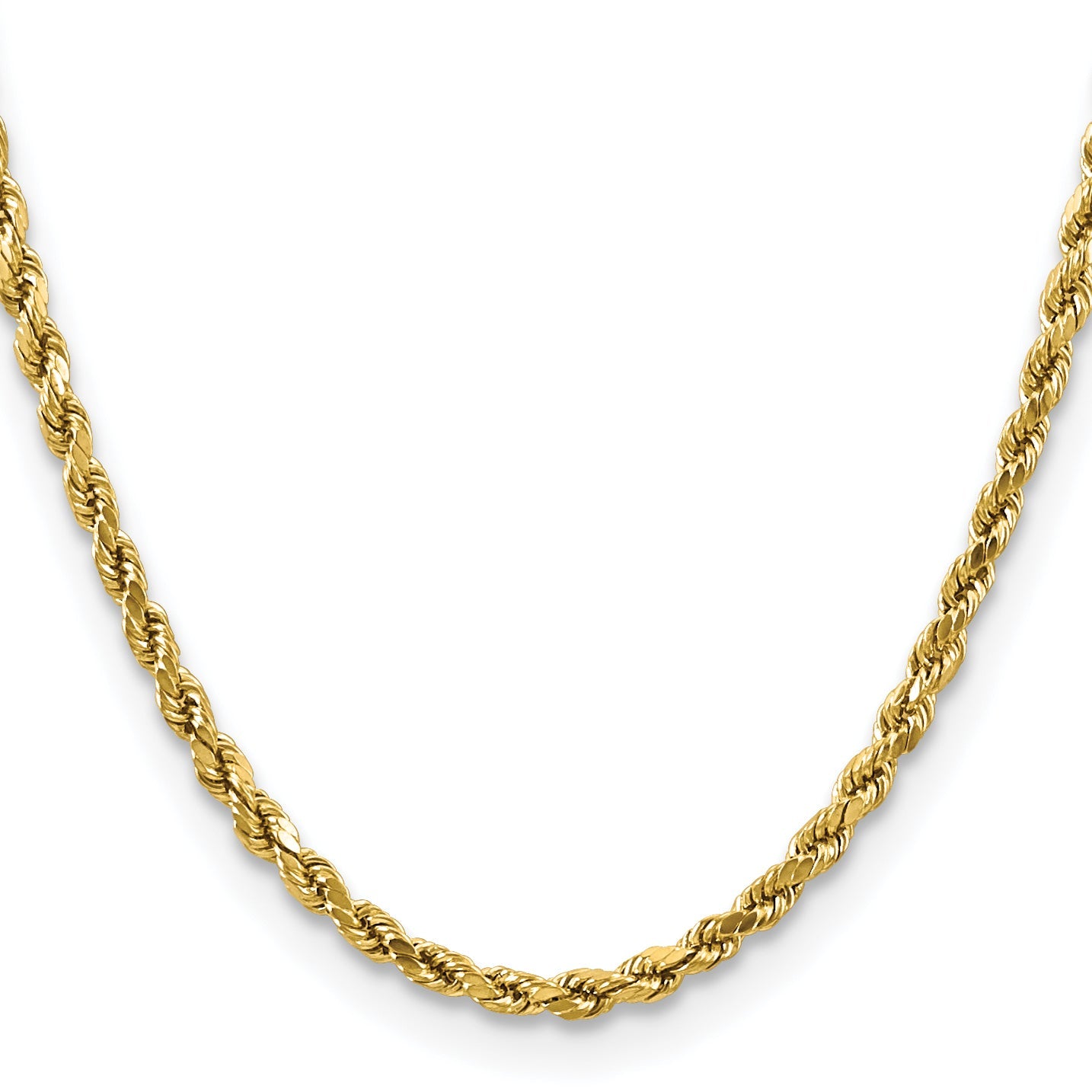 2 Inch 10K Yellow Gold 4mm Semi-Solid D/C Rope Chain Necklace