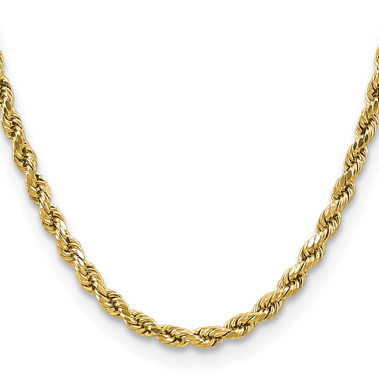 28 Inch 10K Yellow Gold 4.9mm Semi-Solid D/C Rope Chain Necklace