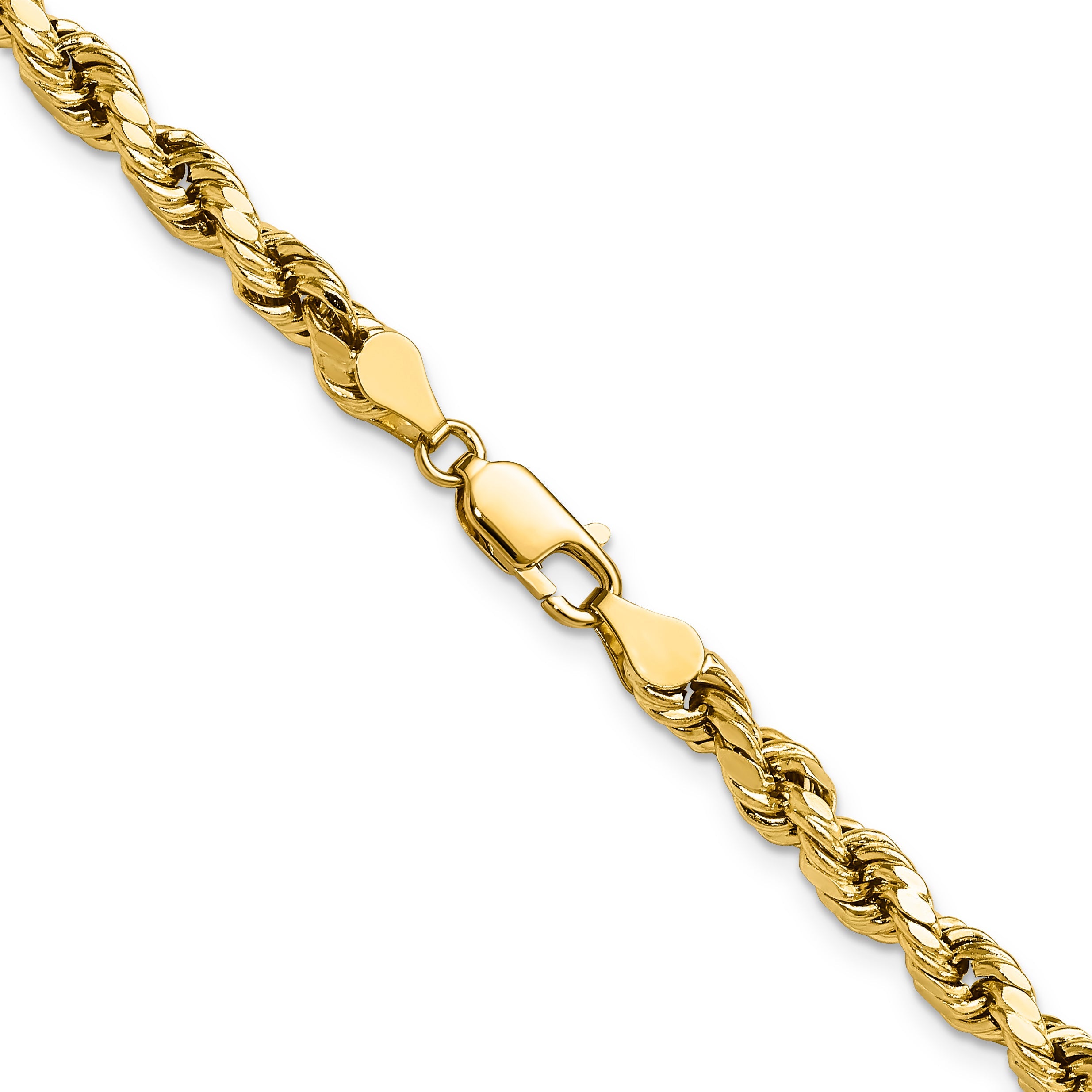 18 Inch 10K Yellow Gold 4.9mm Semi-Solid D/C Rope Chain Necklace