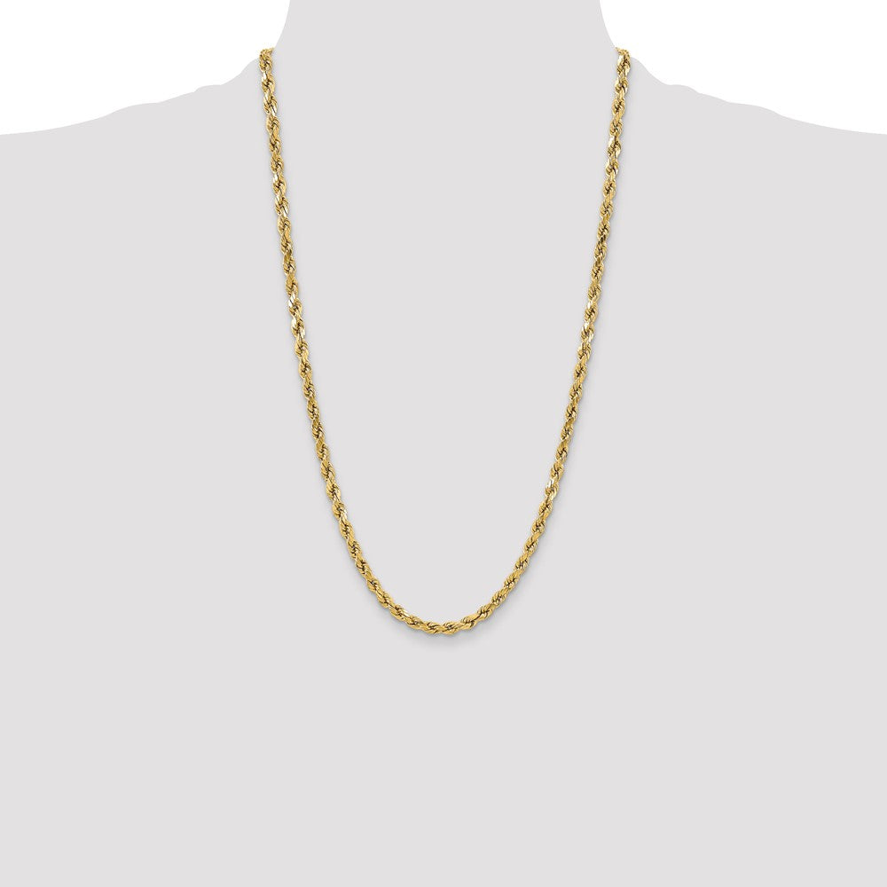 26 Inch 10K Yellow Gold 5.5mm Semi-Solid D/C Rope Chain Necklace