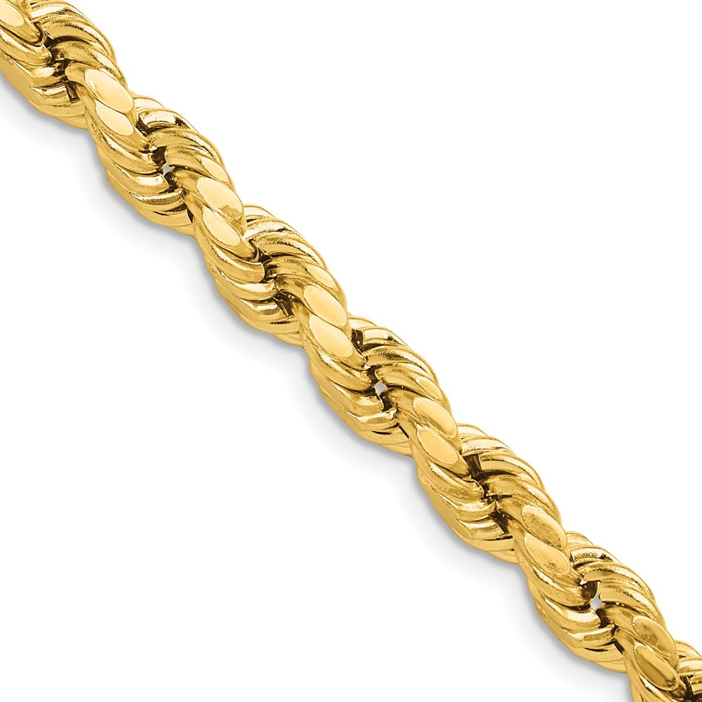 24 Inch 10K Yellow Gold 6.5mm Semi-Solid D/C Rope Chain Necklace
