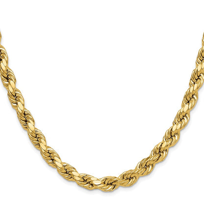 2 Inch 10K Yellow Gold 8.0mm Semi-Solid D/C Rope Chain Necklace