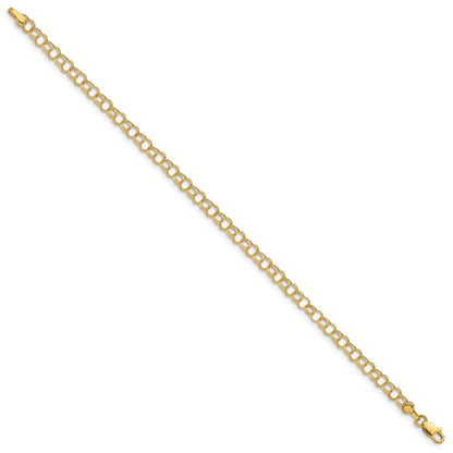 10K Yellow Gold Hollow Double Link Charm Bracelet