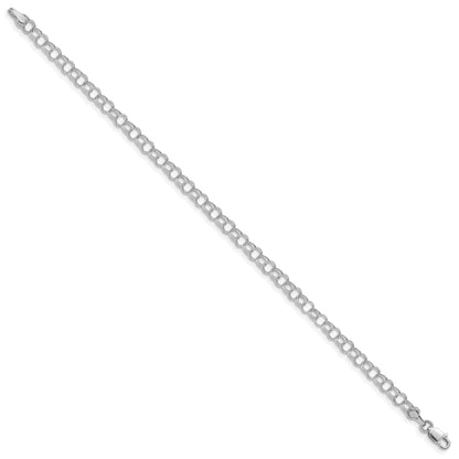10K White Gold Hollow Double Link Charm Bracelet