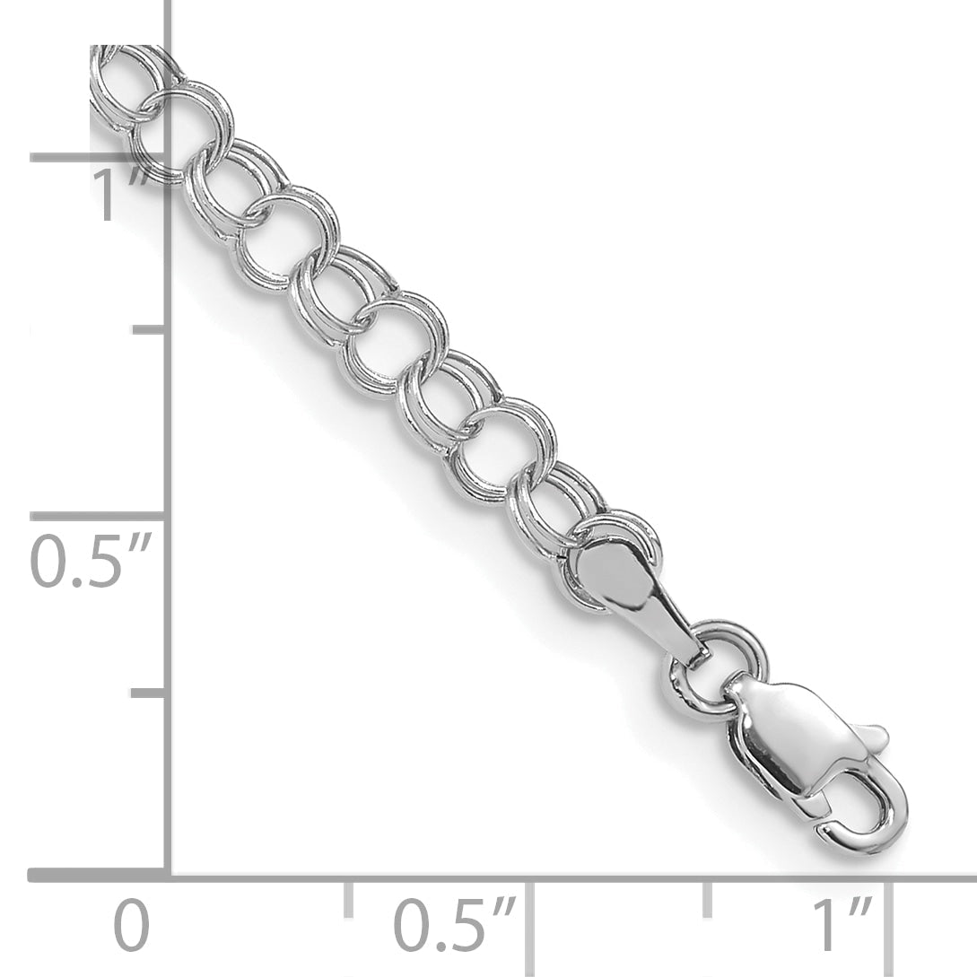 10K White Gold Hollow Double Link Charm Bracelet