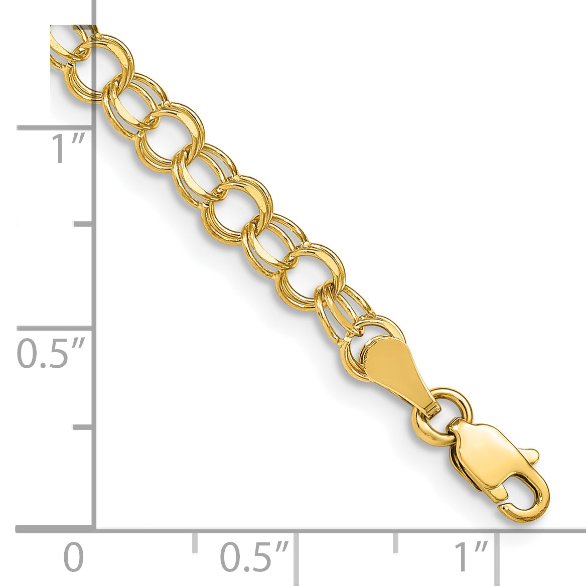 10K Yellow Gold Double Link Charm Bracelet