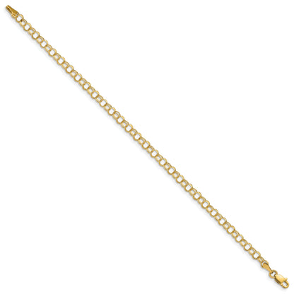 10K Yellow Gold Solid Double Link Charm Bracelet