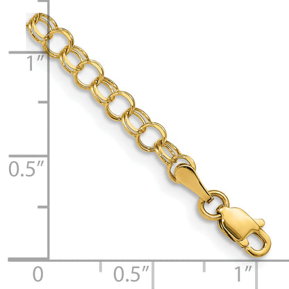 10K Yellow Gold Solid Double Link Charm Bracelet
