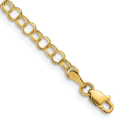 10K Yellow Gold Solid Double Link Charm Bracelet