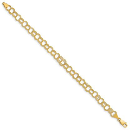 10K Yellow Gold Solid Triple Link Charm Bracelet