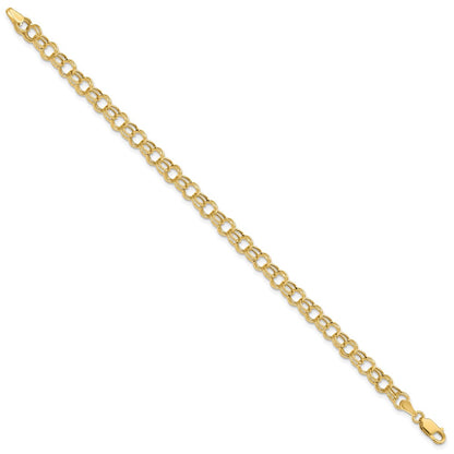 10K Yellow Gold Hollow Double Link Charm Bracelet