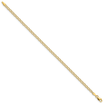10K Yellow Gold 3mm Solid Double Link Charm Bracelet