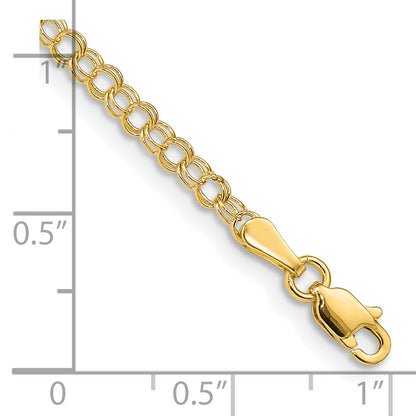 10K Yellow Gold 3mm Solid Double Link Charm Bracelet