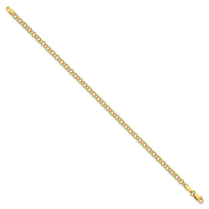 10K Yellow Gold 3.5mm Solid Double Link Charm Bracelet