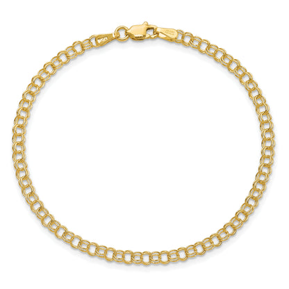 10K Yellow Gold 3.5mm Solid Double Link Charm Bracelet