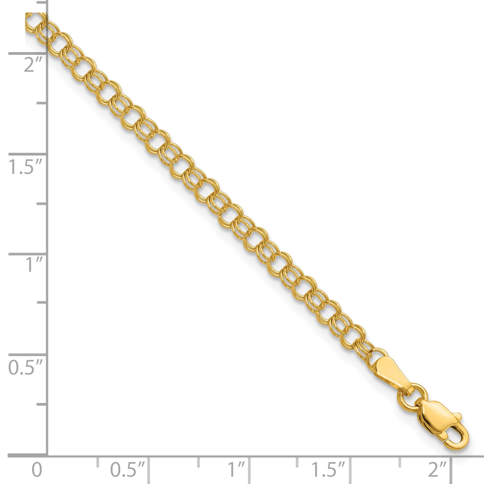 10K Yellow Gold 3.5mm Solid Double Link Charm Bracelet