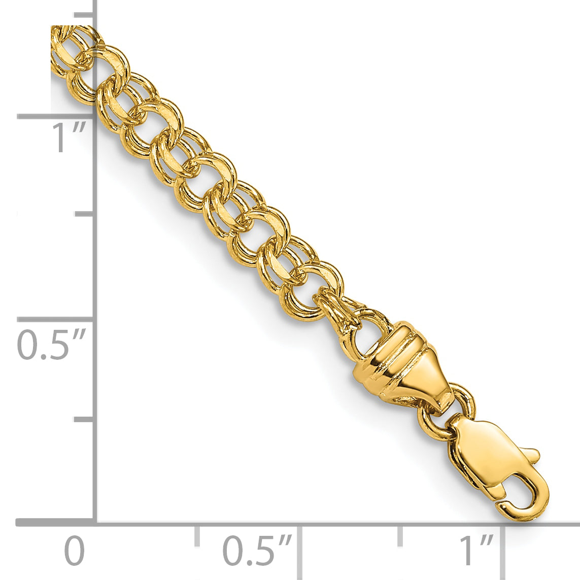 10K Yellow Gold 7In 3.75mm Solid Double Link Charm Bracelet