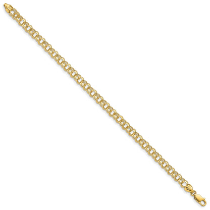 10K Yellow Gold 7In 4.75mm Solid Double Link Charm Bracelet