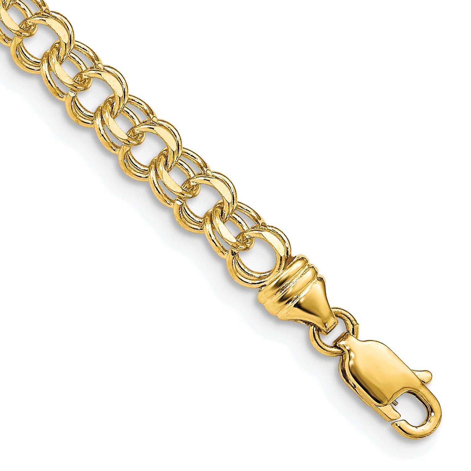 10K Yellow Gold 8In 4.75mm Solid Double Link Charm Bracelet