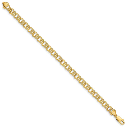 10K Yellow Gold 7In 5.5mm Solid Double Link Charm Bracelet