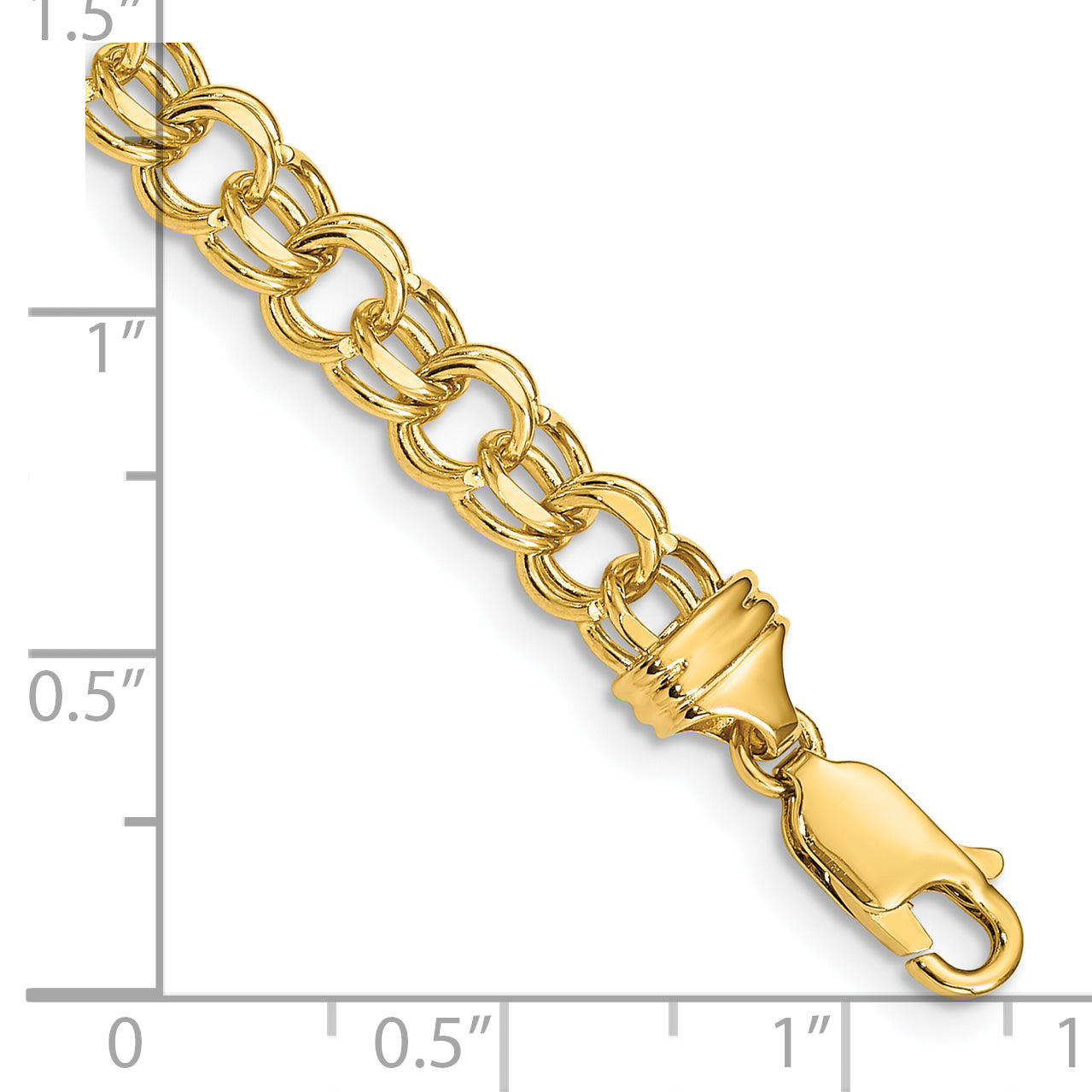 10K Yellow Gold 7In 5.5mm Solid Double Link Charm Bracelet